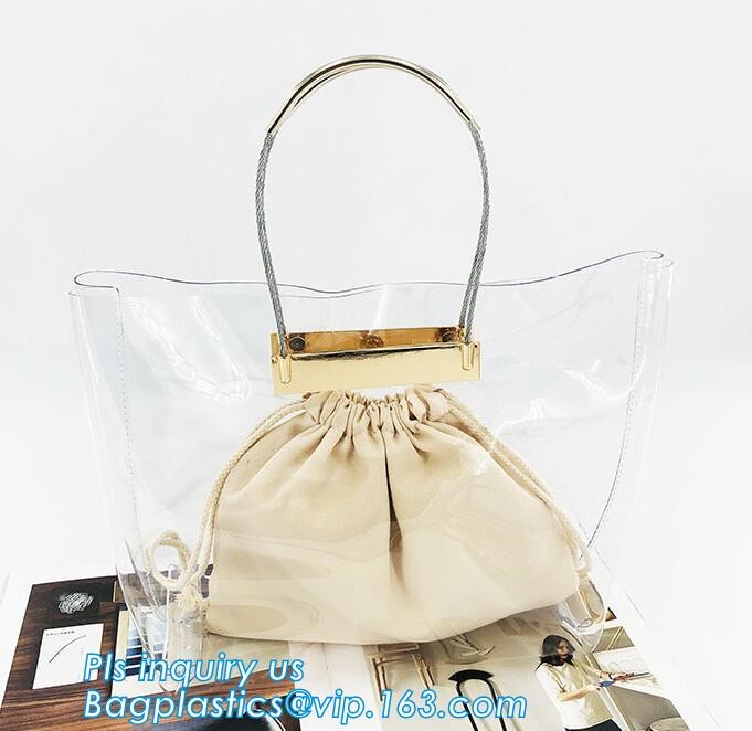 vinyl tote bags transparent pvc handbag, Fashion pvc beach bag summer handbag women, Metallic Transparent PVC Beach Hand