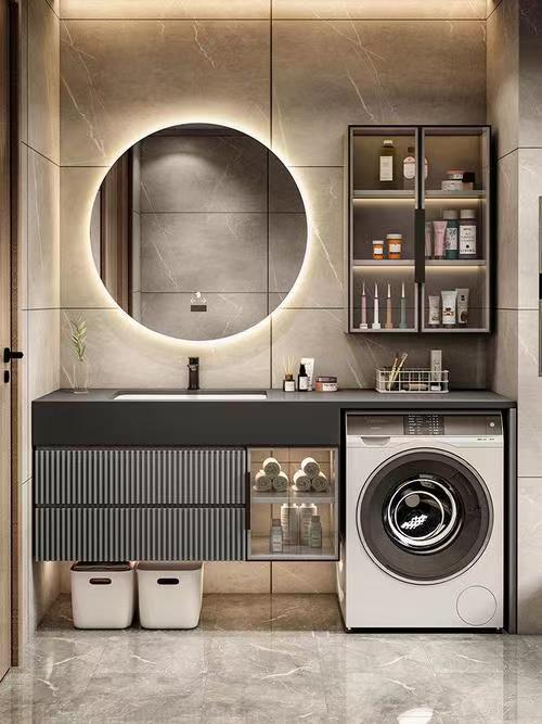 Handle-Free Design MDF Bathroom Vanity Cabinet Set with Drawer and Mirror Wash Basin