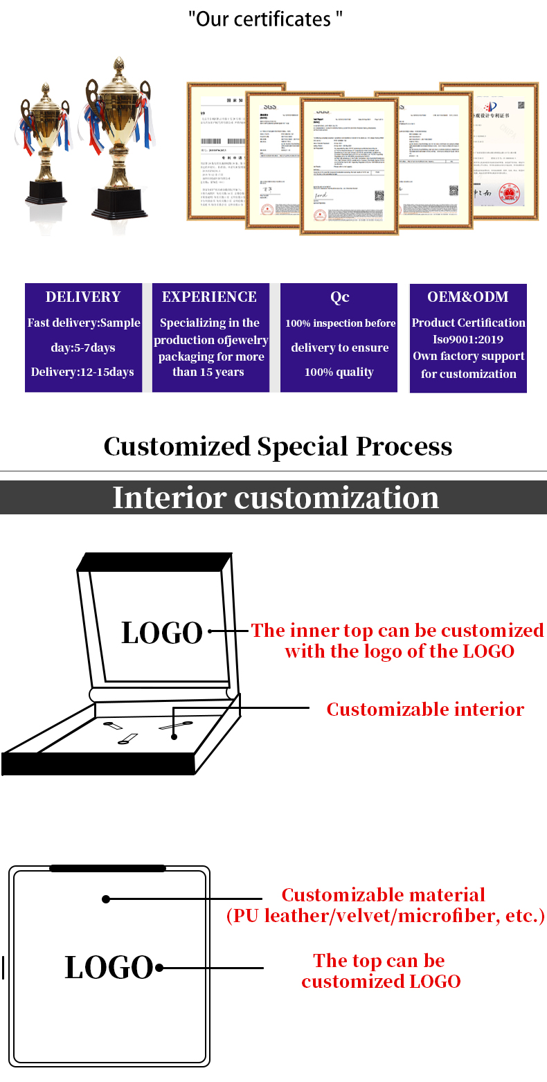 Customized Gray Flannelette Octagonal Jewelry Box for Necklaces Bracelets and Rings