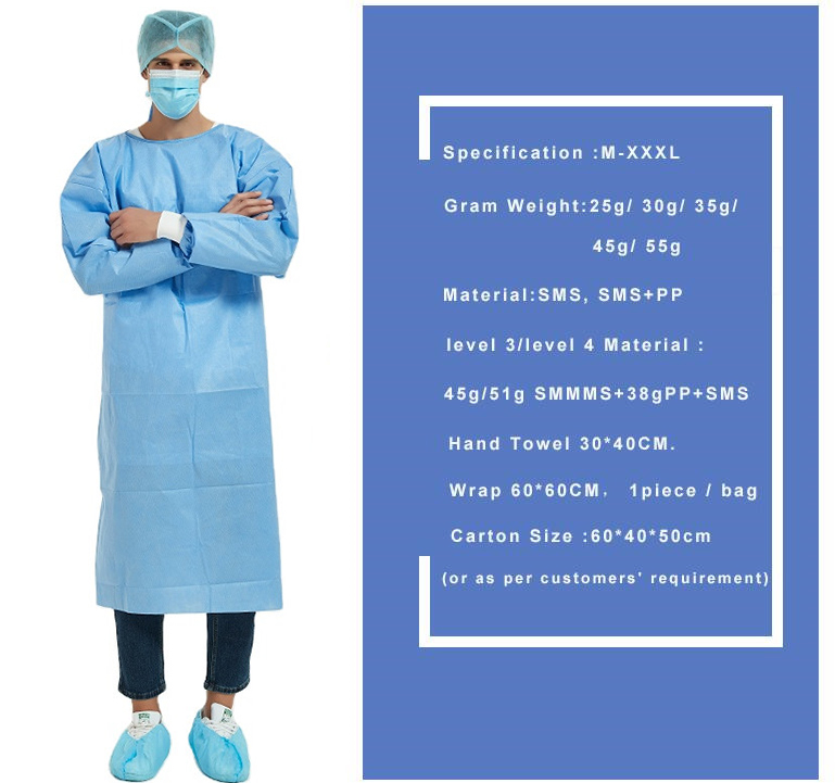 S&J OEM Protective Disposable Surgical Isolation Gown Uniform Doctor Surgical Gown Disposable