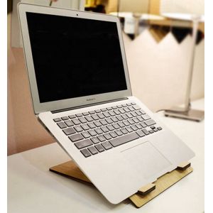Amazon Creative Wooden Laptop Stand, Foldable Adjustable Computer Wooden MacBook