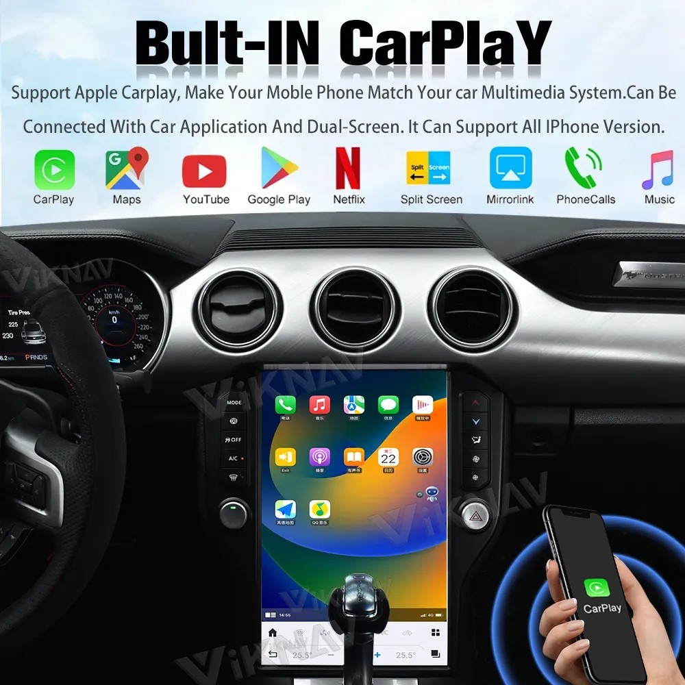 For 2015-2022 Ford mustang Car radio 14.4 Inch 8 Core Navigation Multimedia DVD Player Android Wireless Carplay 4G BT