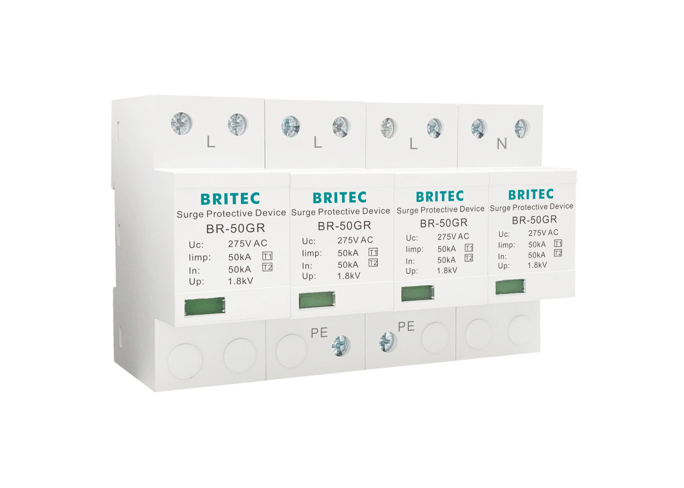  Thermoplastic Spd Surge Protector IP20 4 Pole Lightning Arrester Surge Protection Devices Manufactures