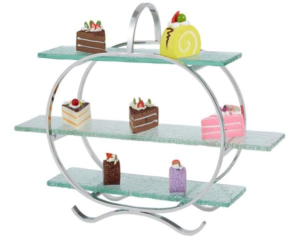 3 - Layer Glass Cake Display Stand with Platters Decorating for Banquet Serving