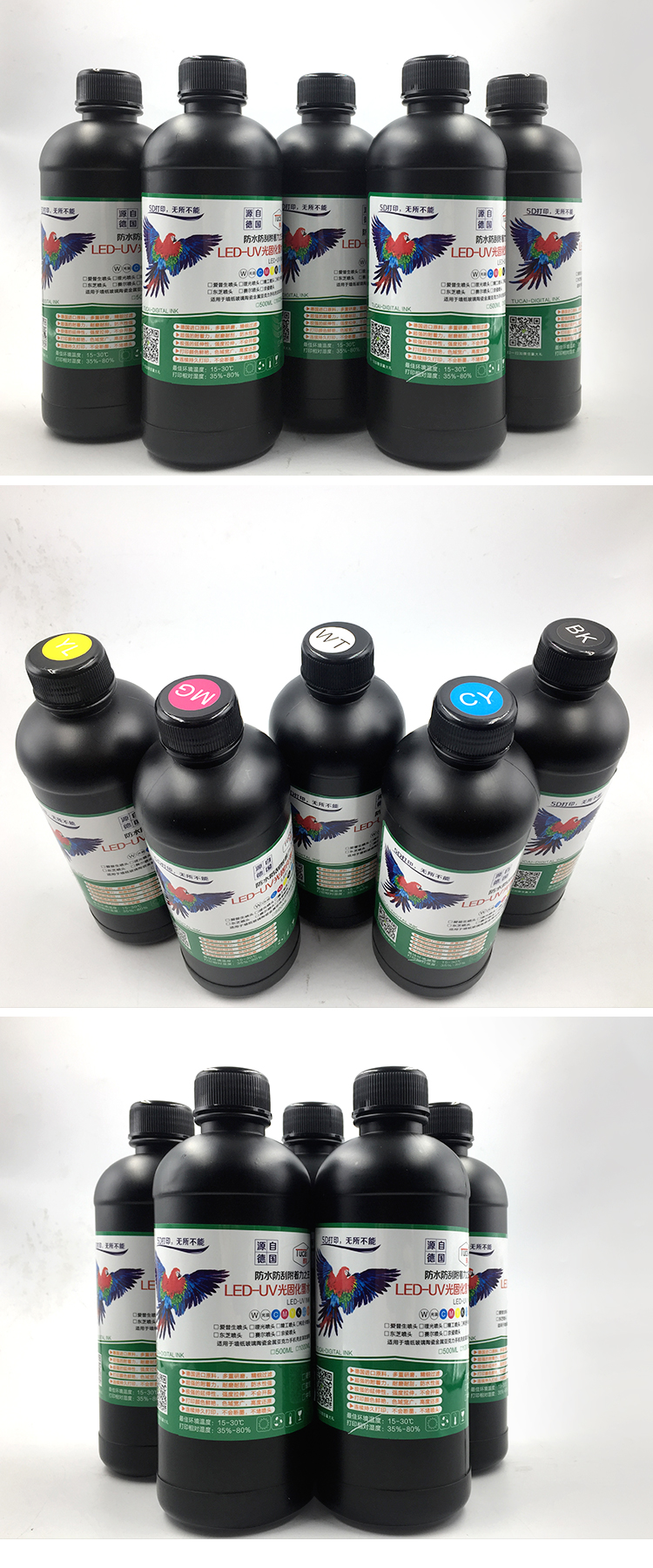 CMYKW EPSON UV Ink Uv Injek Printer Anti Uv Sublimation Ink For XP600 TX800