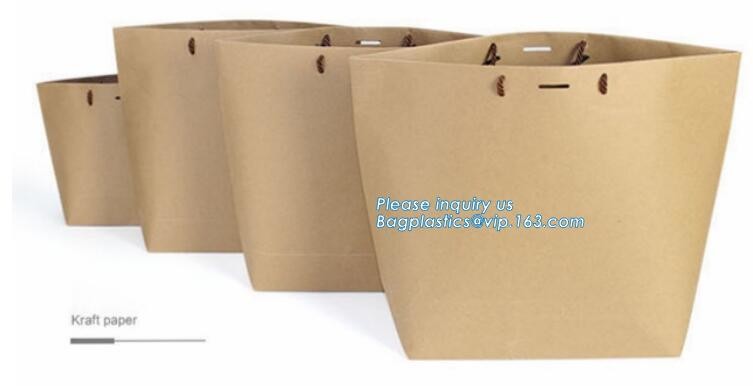 Customized Red Printed Kraft Paper Shopping Bag with Ribbon Handles and Bowknot,Kraft Paper Shopping Bag with Kinds off