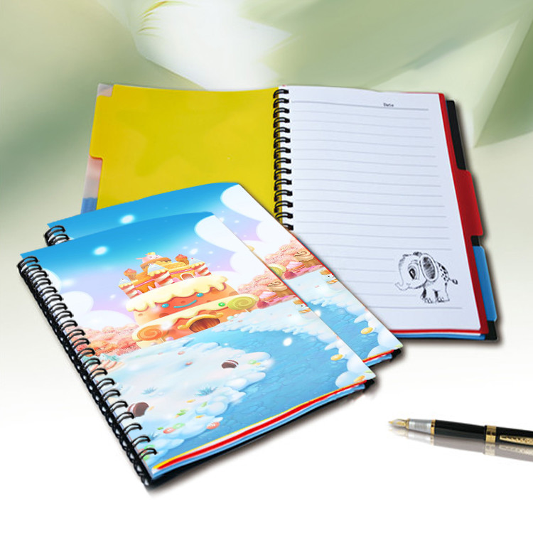 Flip A4 , A5 , A6 Size 3D Lenticular Notebook Cover For Wrinting