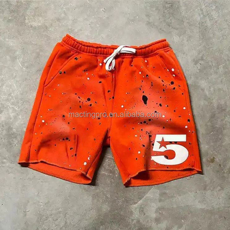 Washed French Terry Raw Hem Cut Edge Hip Hop Vintage Distressed Acid Men's Sweat Shorts