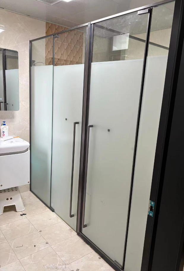 Square 304 Stainless Steel Shower Room Glass Door Partition, Bathroom Glass Door Accessories
