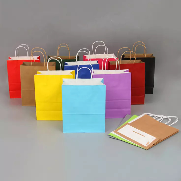Gravure 250gsm Craft Shopping Paper Bag White Brown Kraft Bags With Handles