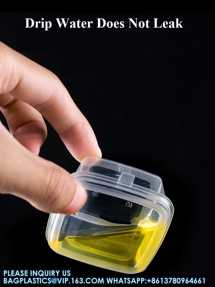 Factory Direct Sale Disposable Plastic Food Transparent Sauce Cup Cover Takeaway Food Square Sauce Container