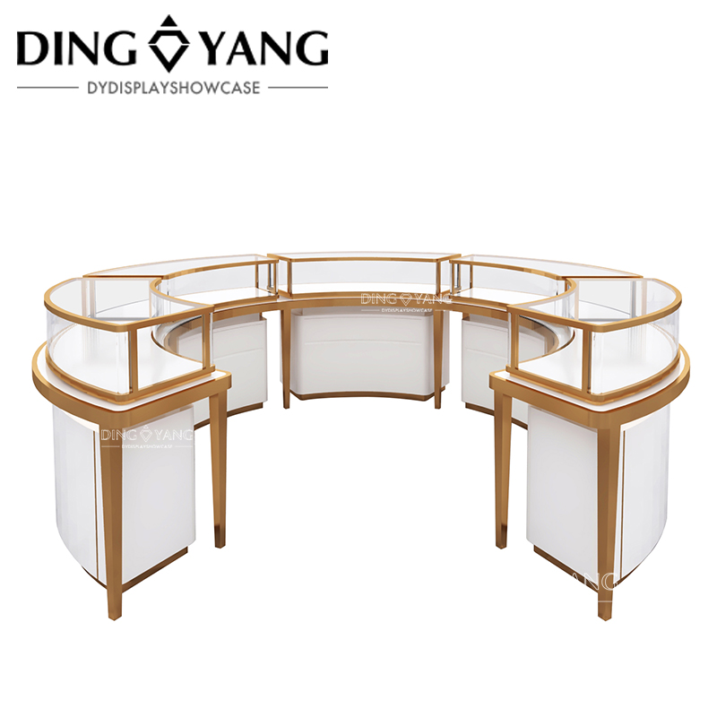 Factory Supplier Custom Made Jewelry Display Showcase With Ultra Clear Tempered Glass Anti-Fingerprint Stainless steel