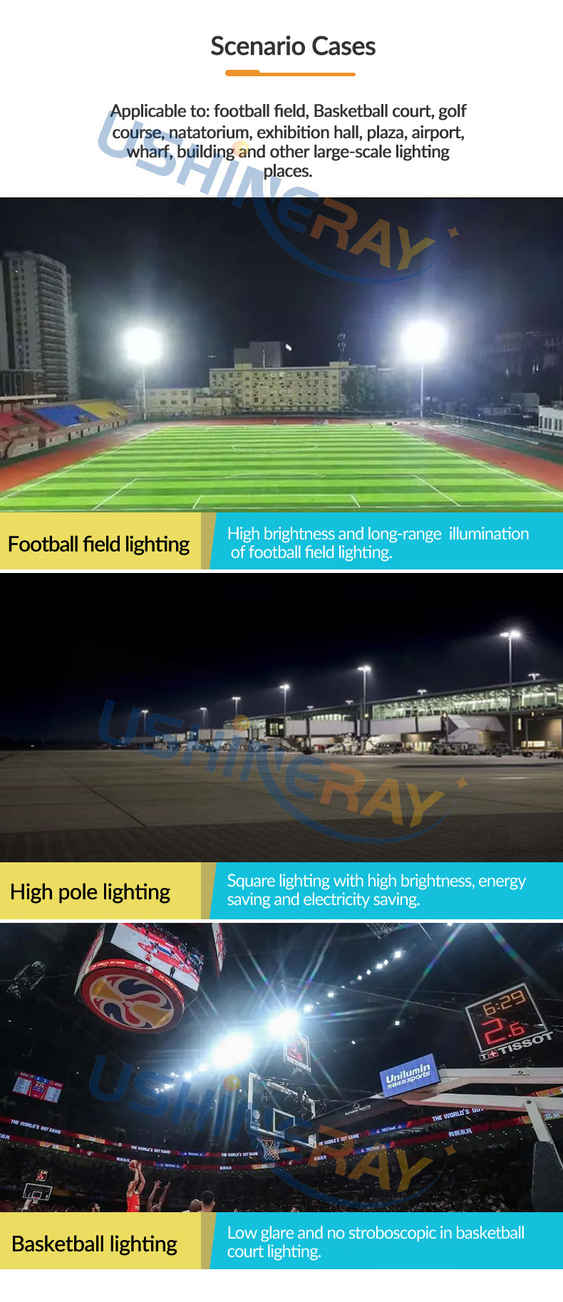 Eco-Friendly 1250W Football Pitch Floodlights For Soccer Stadium