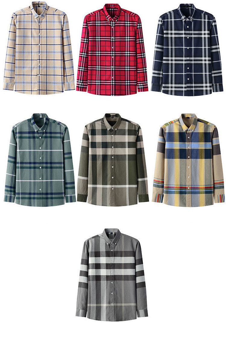 Men's Slim Fit Plaid Shirt in Viscose/Polyester/Spandex for Spring/Autumn Office Wear