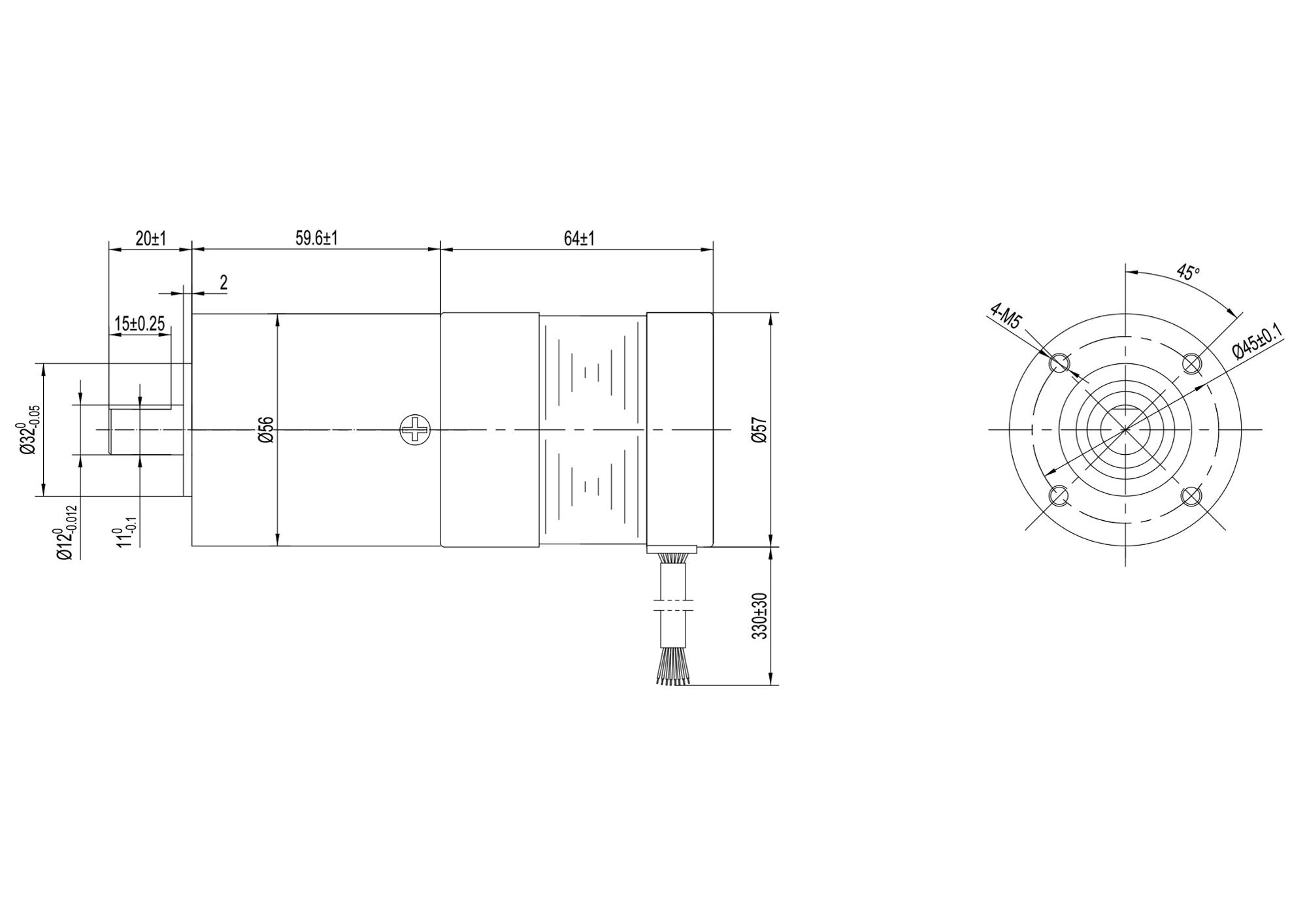 DC High Torque Micro Low Noise 57mm Geared Motor Brushless Gear Motor