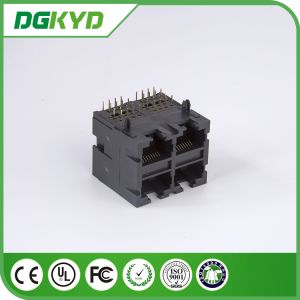 2 X 2 Multi Port Ethernet Stacked RJ45 Modular Jack for Transceiver Application