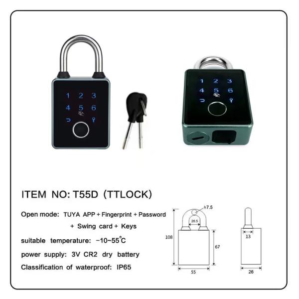 weatherproof Smart Keyless Touchscreen Bluetooth Waterproof Padlock For Outdoor