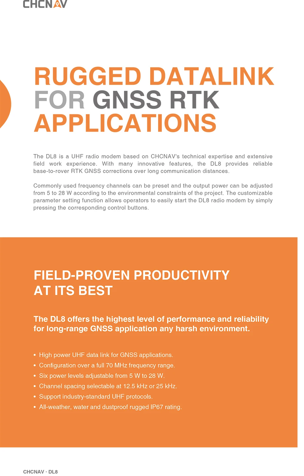 CHCNAV GNSS RTK Receiver GPS External Radio DL8 Datalink for Radio Protocols