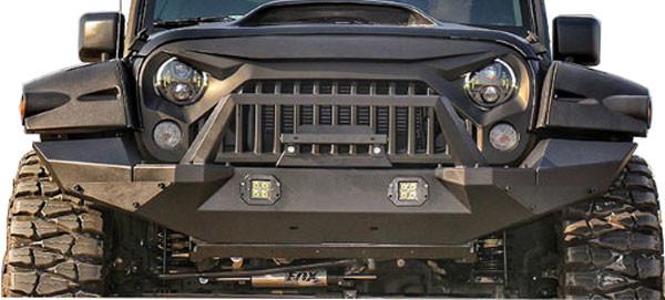 Debris Front Bumper for Jeep JK Black Steel Recovery Bull Bar Winch Bumper for