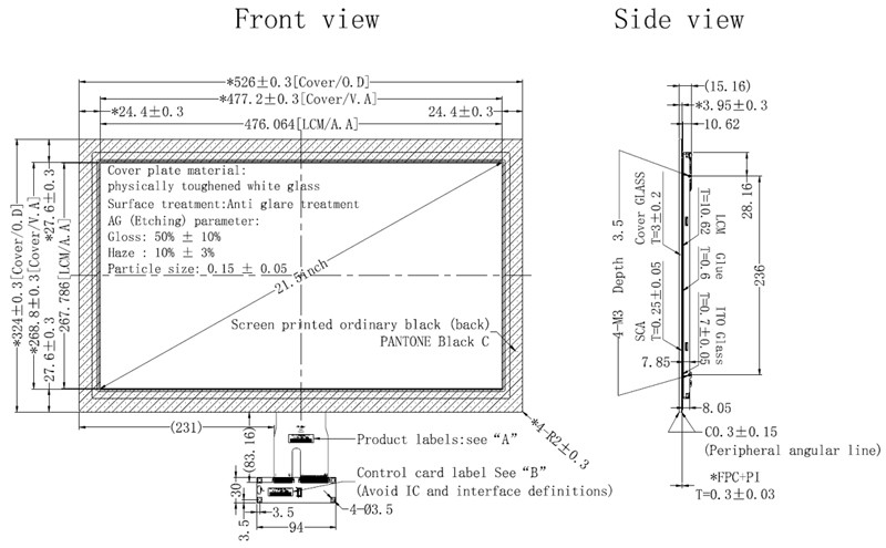 21.5 Inch TFT LCD Display FHD 1920*1080 Resolution LVDS Sunlight Readable