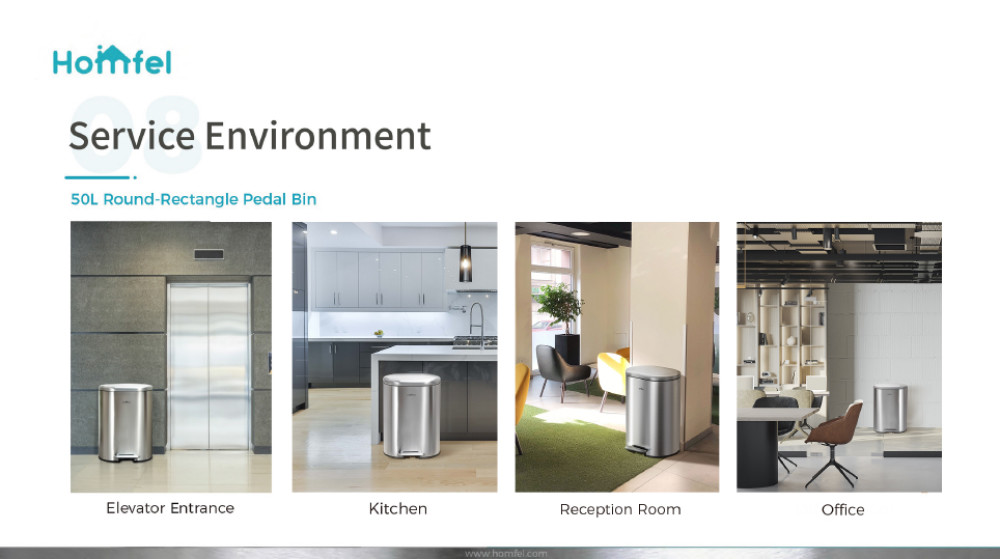 ODM Stainless Steel rounded rectangle Foot pedalTrash Can With Soft Close Lid ktichen trash bin