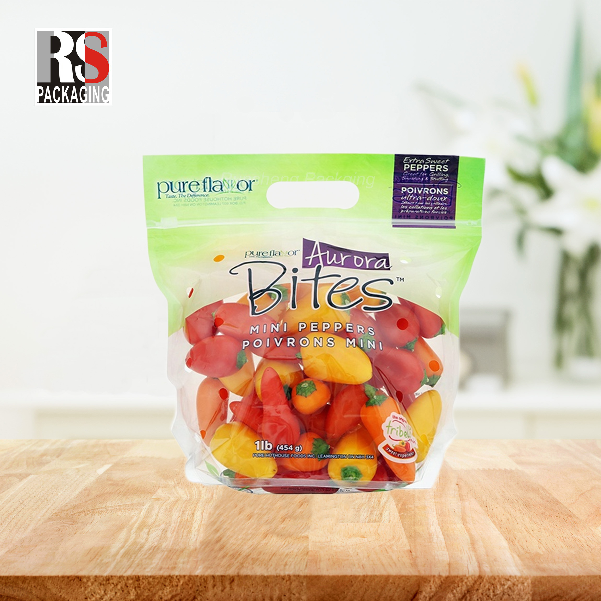 Customized Transparent Vegetable Packaging Bags For Hydroponic Live Basil And Lettuce