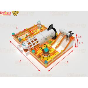 Airplane Theme Park Inflatable Bouncy Castle With Slides Jumping Bed