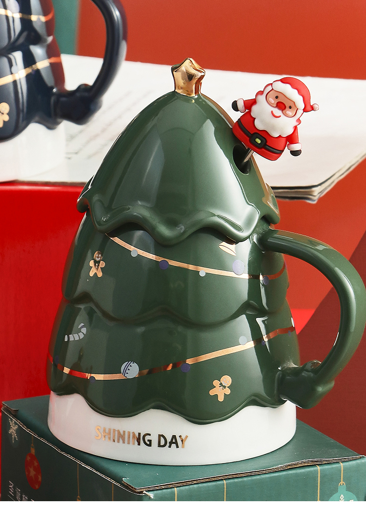 Christmas tree creative water sublimation cup ceramic mug coffee high-value couple sublimation cup