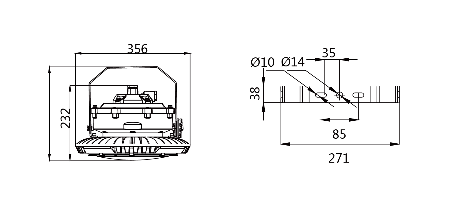explosion proof light dimensions