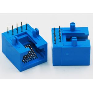 Blue Housing THT Female RJ45 Socket Single Port 8P8C PCB Jack For LAN Network