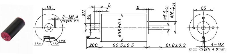 DC high power Coreless motor 36V24V48V.5500-11000rpm36mm diameter.90mm length