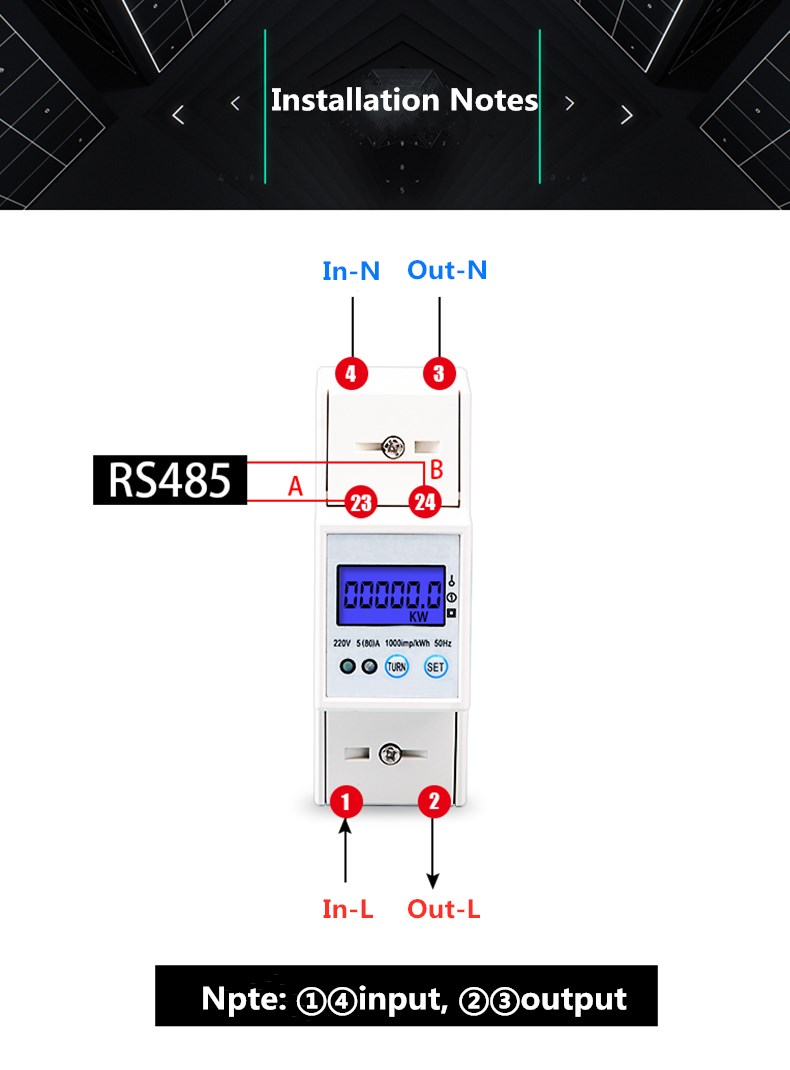 High Quality White DIN Rail Single Phase Two Wire Digital Power Meter