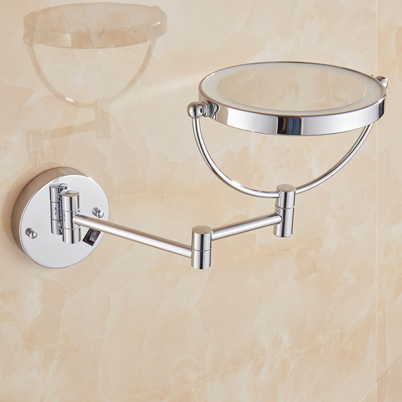 Bathroom accessories Metal Wall Telescopic Double Side Mirror makeup double sided Round mirror