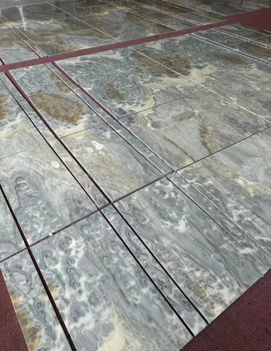 Polished Translucent Onyx Stone Modern Design for Natural Backlit Jade Ink Marble Big Slab