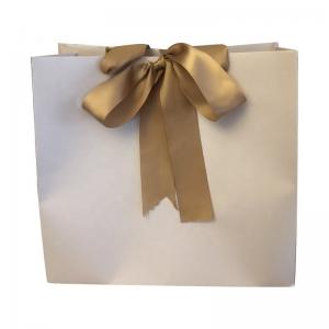  Customized Color 100g Craft Shopping Paper Bag With Ribbon Handle Manufactures