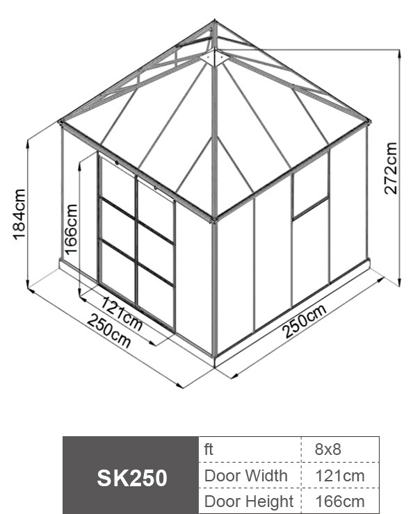 6 X 8 8 X 10 Polycarbonate Greenhouse with 2 wall windows