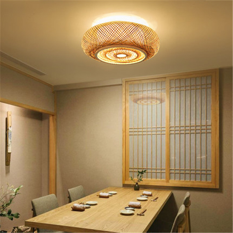 Hand-woven Bamboo Wicker Rattan Round Lantern Shade Ceiling Light(WH-WA-37)
