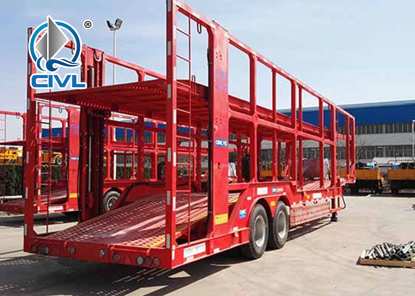 Two Axle Car Carrier Semi Trailer , Car Carrier Semitrailer Two Axle Semitrailer