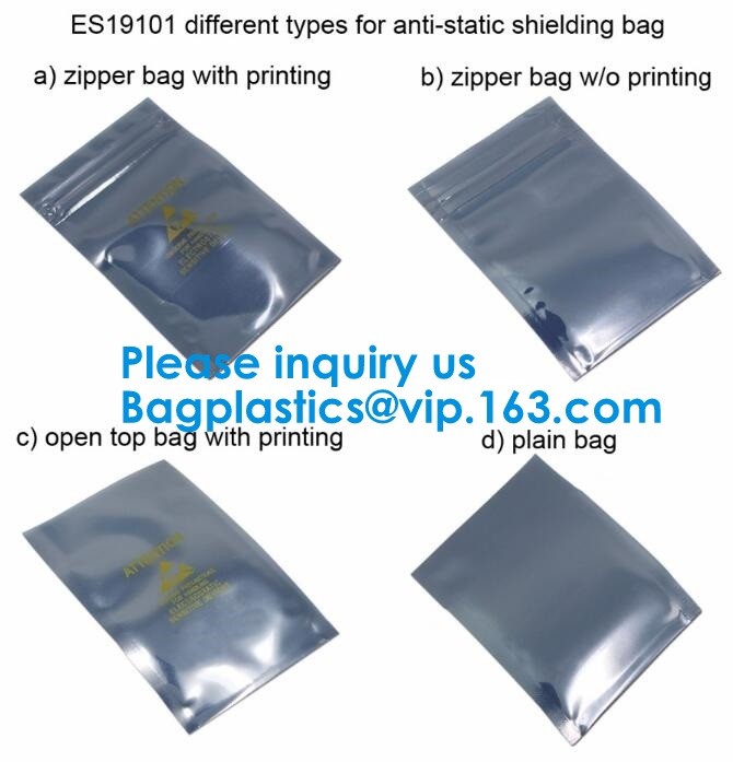 Aluminium Plastic Antistatic K Esd Shielding Electronic Packaging Pet Bag With Zip,Black Conductive Bag, Grid Bag