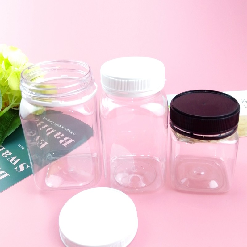 320ml White Screw Cap Square Plastic Juice Bottles Shrink Wrapped