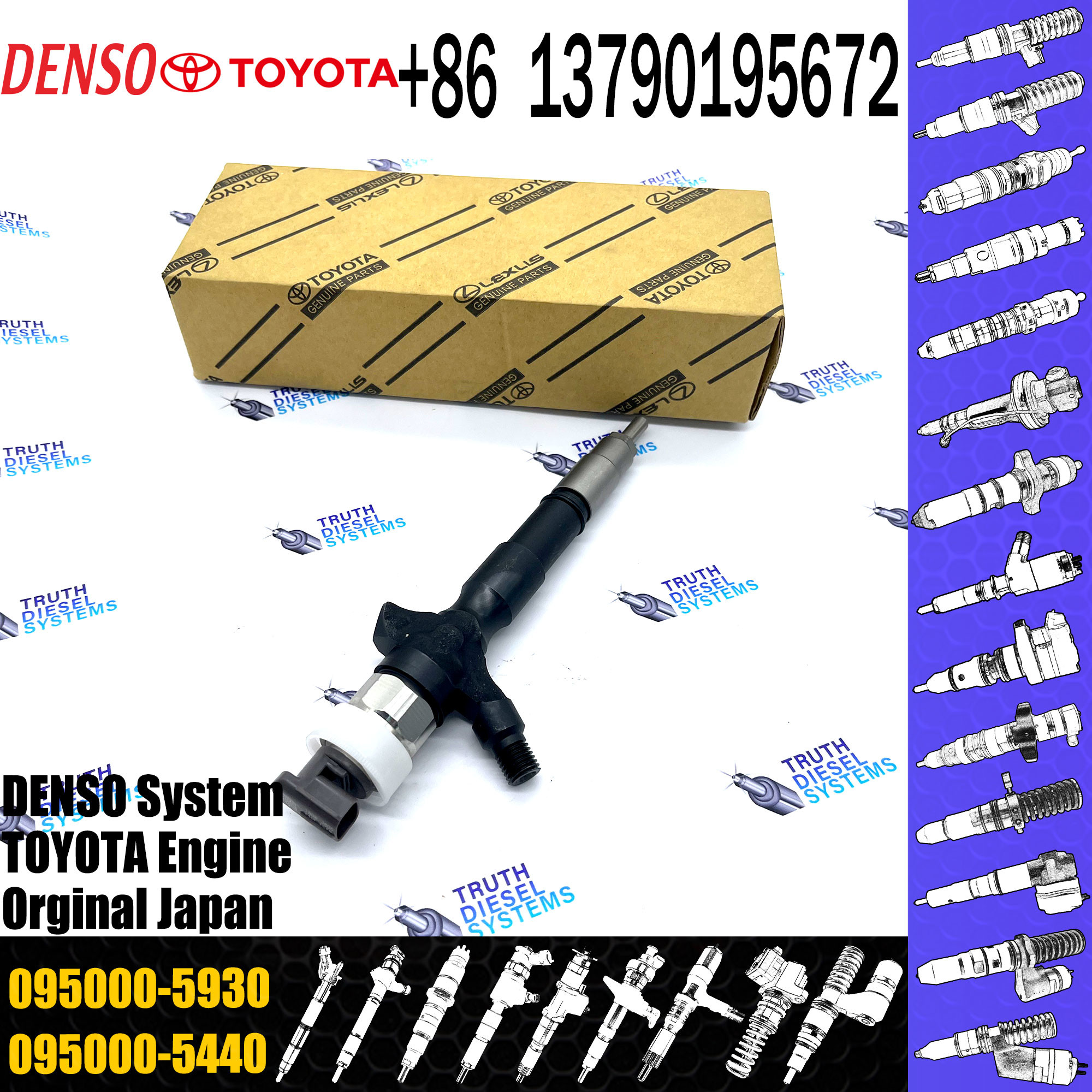 common rail injector 095000-5930 for toyota truck diesel pump injector 23670-09060 for toyota high pressure engine