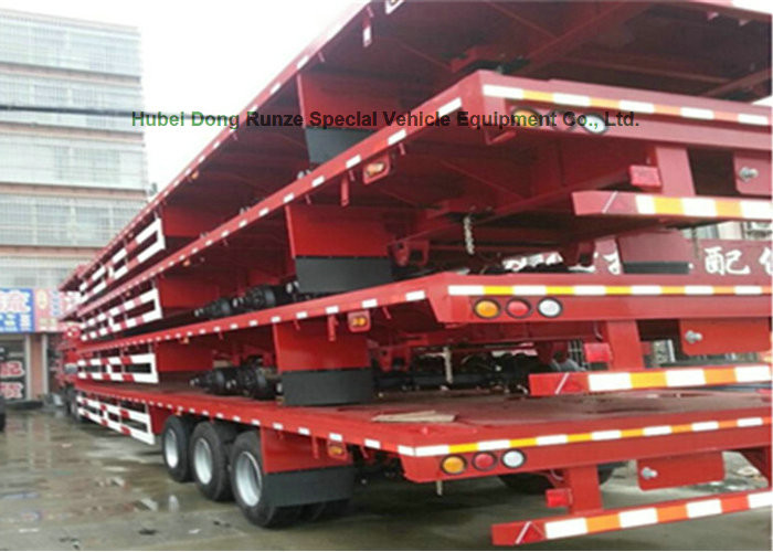60Ton Flatbe Container Transport Trailer Carry Cargo Flat Vehicle 40ft 20ft Container 12 sets twist locks