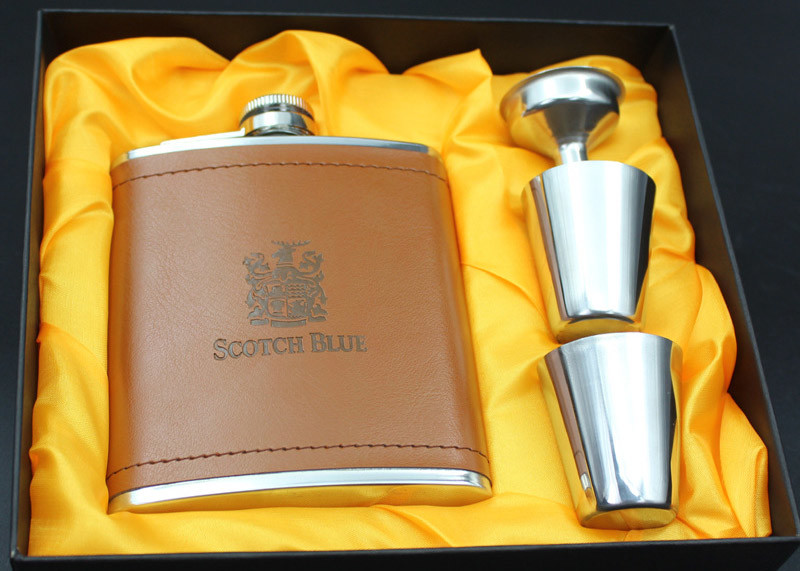 Kitchen Household Items 7 Ounce Metal Alcohol Flask Deluxe Box Set