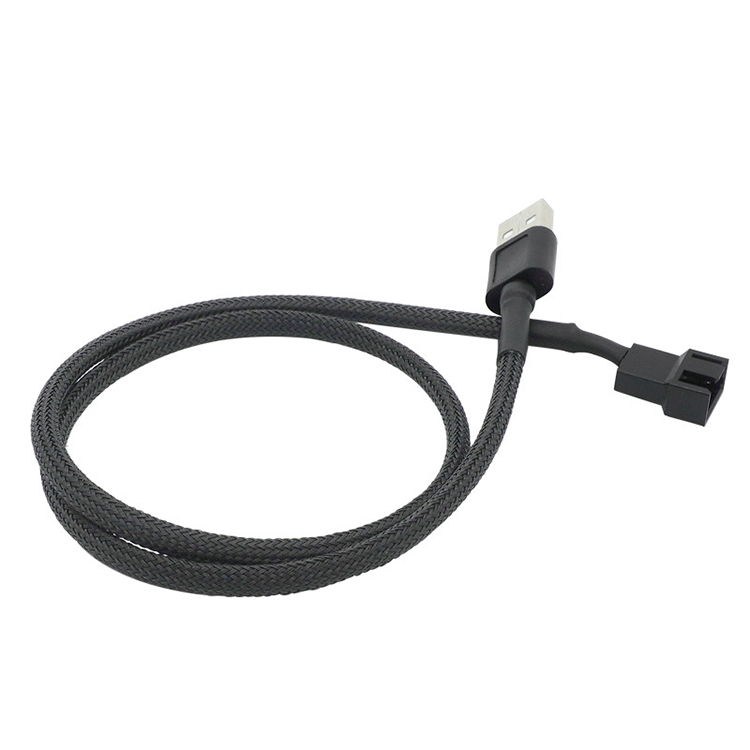 Braided USB to 3 Pin 4 Pin Molex Female PWM 5V Fan Power Supply Adapter Connector Cable for Computer Cooler
