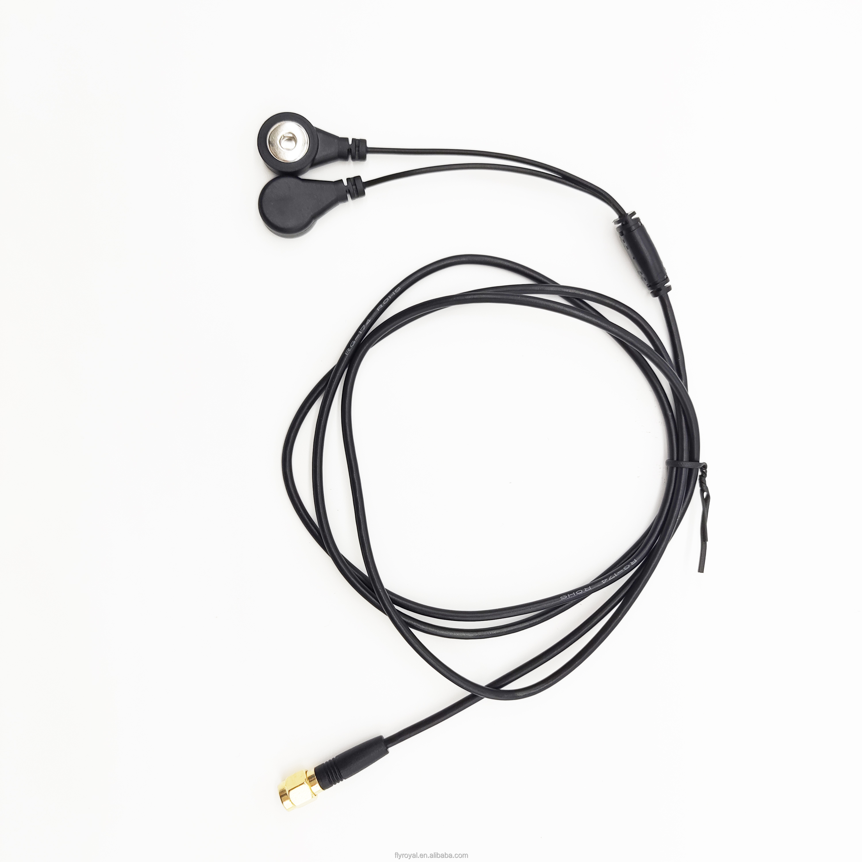 30cm ECG Medical Cables 2 Lead 4.0mm Electrode Snaps To RP SMA Female Right Angle