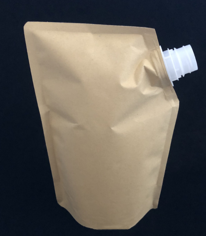 Biodegradable Foil Custom Printed Stand Up Pouches Waterproof Liquid Kraft Paper Spout Pouch