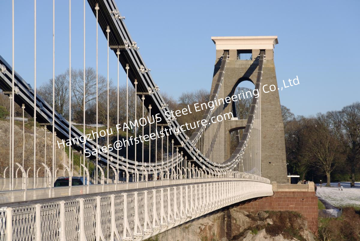 Prefabricated Wire Suspension Bridge Multi Span Customized Construction European Style