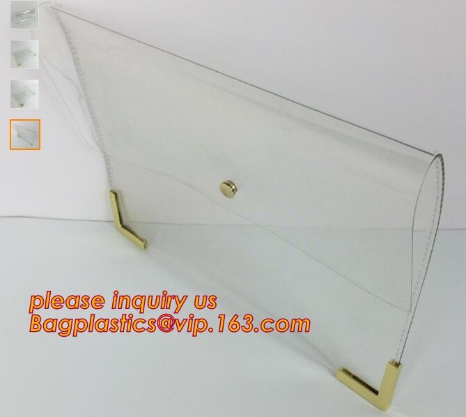 Button Closure PVC Clutch Bag For Women Handbag Snap Sleeve Cosmetic Makeup Bag, Satchel Golden Handle Chain Clutch PVC