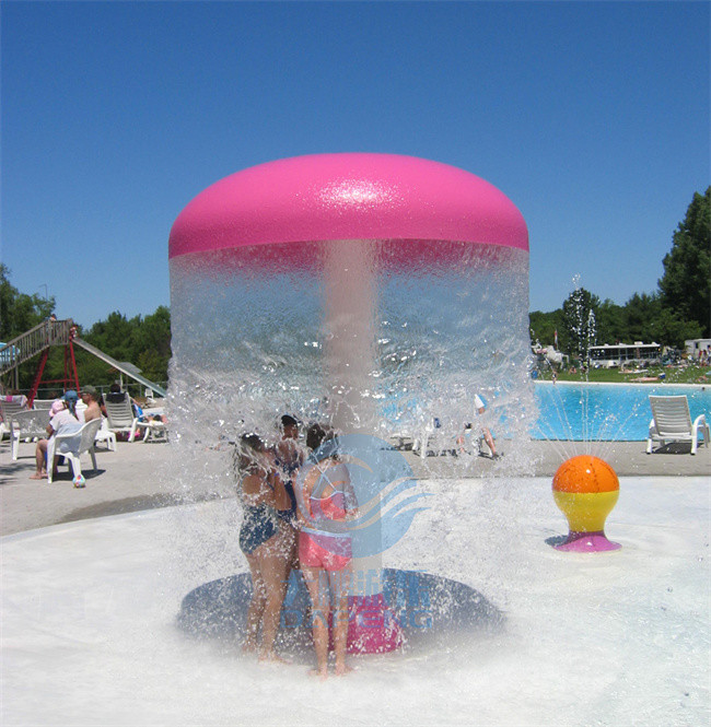 Big Fiberglass Water Park Umbrella 2.0M Diameter Children Mushroom Water Fountain