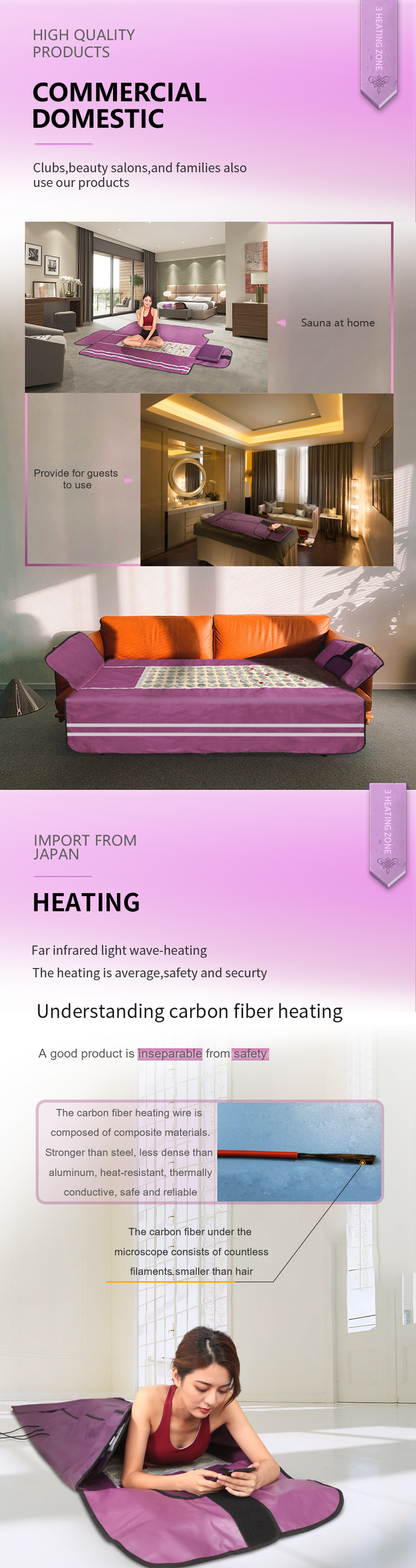 Heating 3 Zone Far Infrared Sauna Blanket Sweating Red Photon Lights